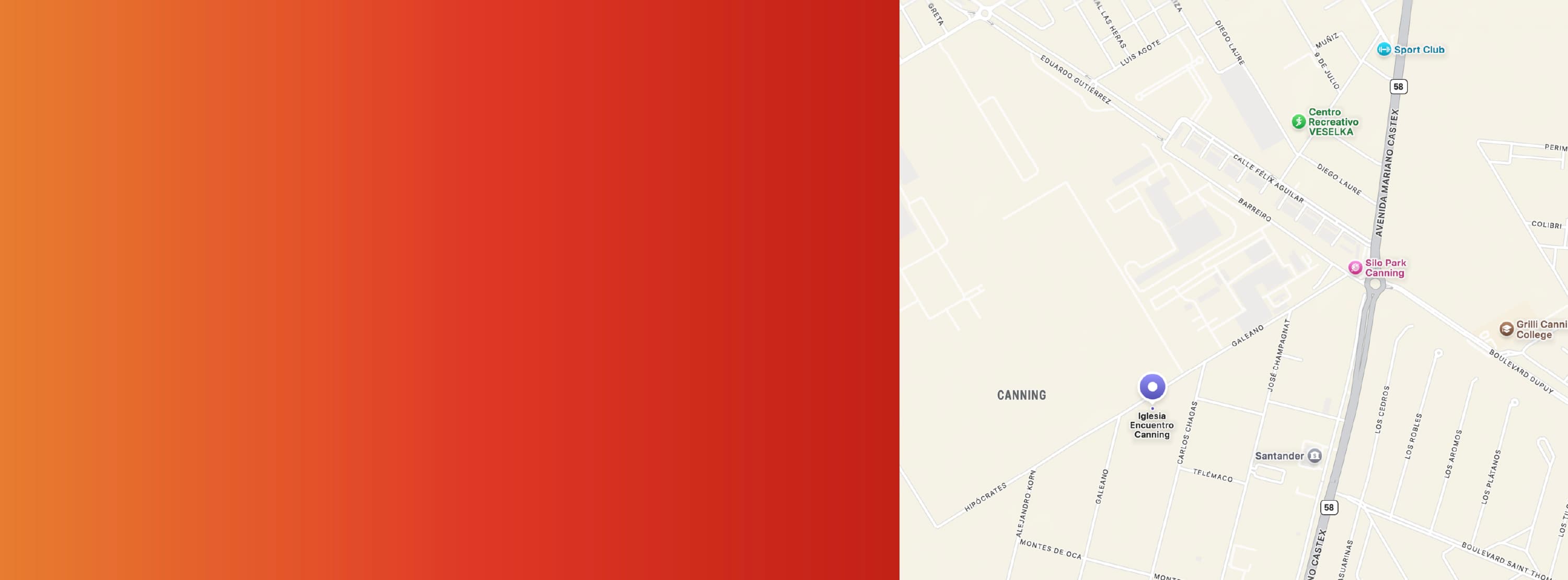 Ubicación — Iglesia Encuentro Canning, Hipócrates 3320, Canning